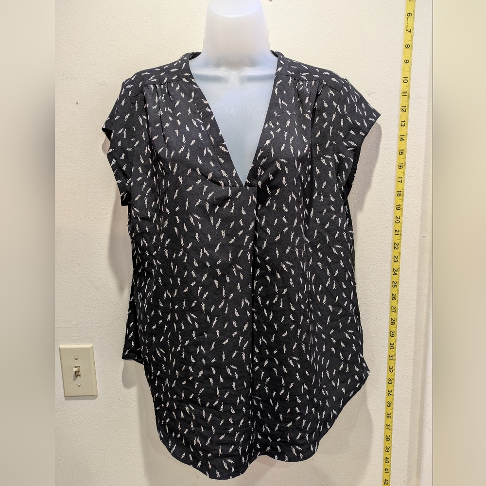 Monday Fun Elegant Black Patterned Women's Blouse Size Large